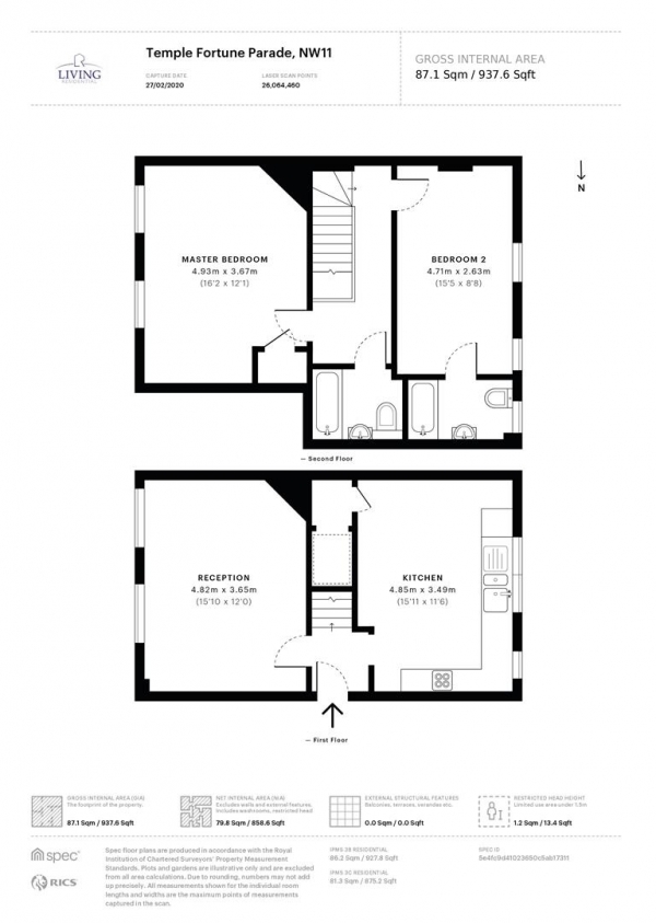 Floor Plan Image for 2 Bedroom Flat to Rent in Temple Fortune Mansions, Finchley Road, Temple Fortune, NW11