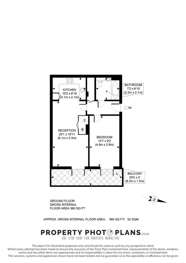 Floor Plan Image for 1 Bedroom Flat to Rent in Finchley Road, Hampstead, London