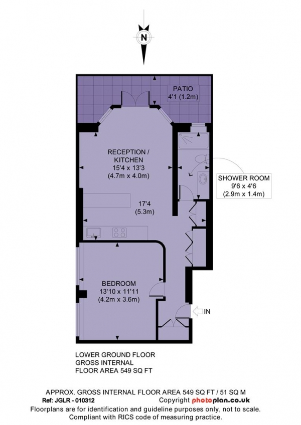 Floor Plan Image for 1 Bedroom Flat to Rent in Compayne Gardens, West Hampstead, London