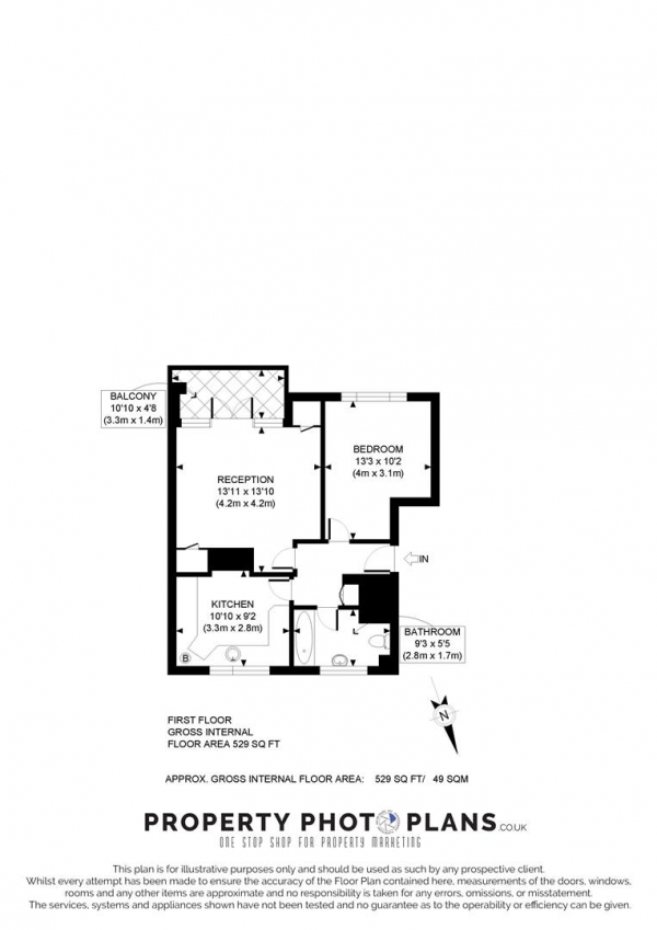 Floor Plan Image for 1 Bedroom Flat for Sale in Felton Close, Borehamwood, WD6