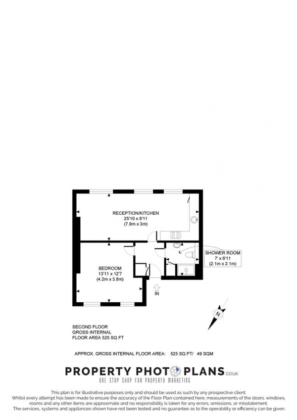 Floor Plan for 1 Bedroom Property for Sale in Rosemont Road, Finchley Road, London, NW3, NW3, 6NG -  &pound495,000