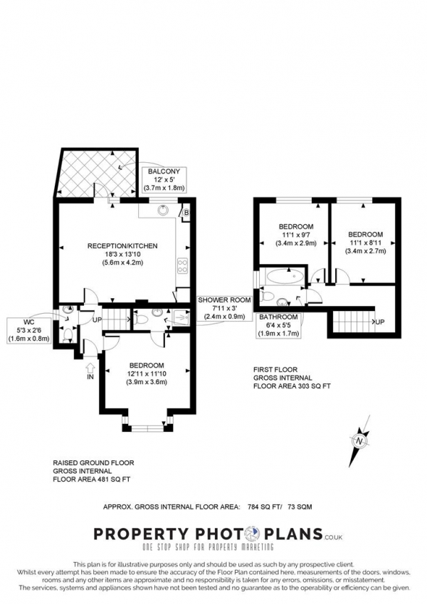 Floor Plan Image for 3 Bedroom Flat to Rent in Mill Lane, West Hampstead, London, NW6