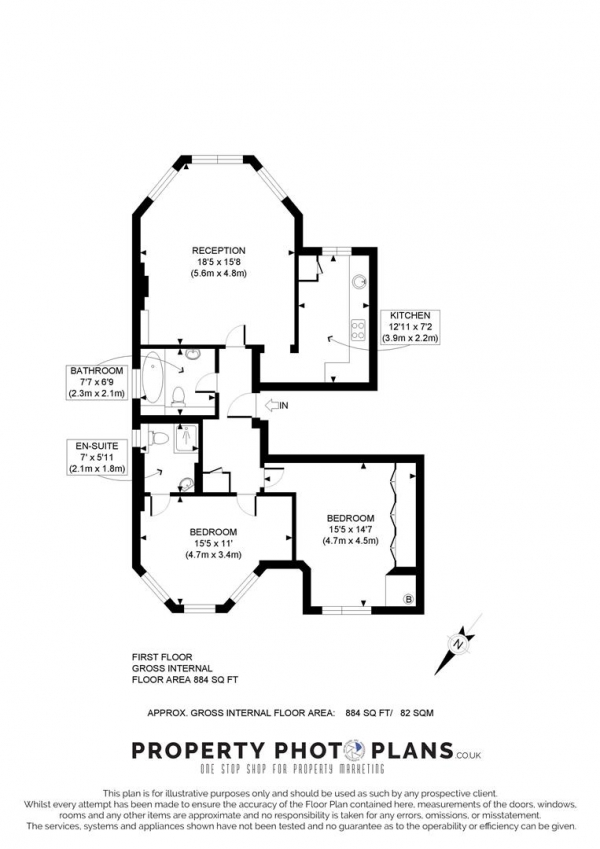 Floor Plan Image for 2 Bedroom Flat to Rent in Christchurch Avenue, Kilburn, London