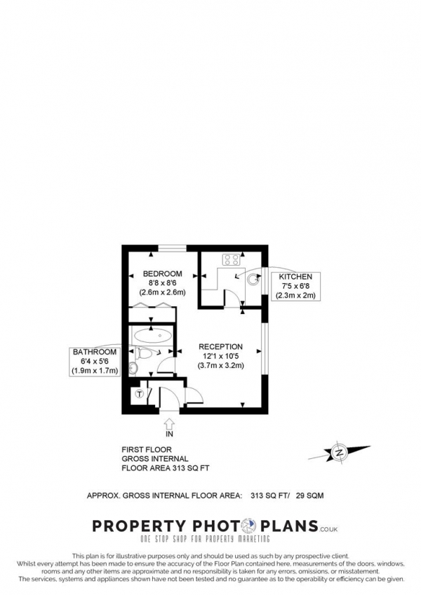 Floor Plan Image for 1 Bedroom Flat for Sale in Windmill Drive, Cricklewood, London, NW2