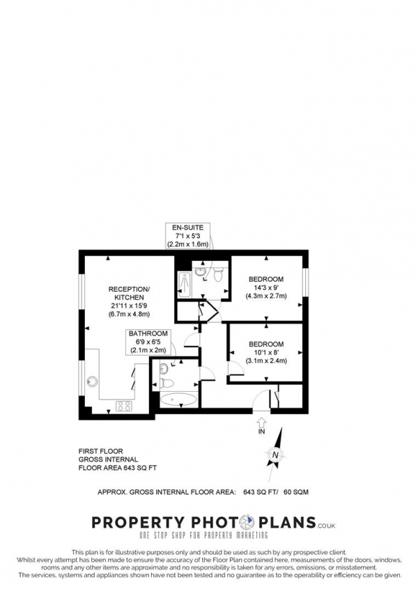 Floor Plan for 2 Bedroom Flat for Sale in Avian Avenue, Curo Park, Frogmore, AL2, 2FF -  &pound320,000