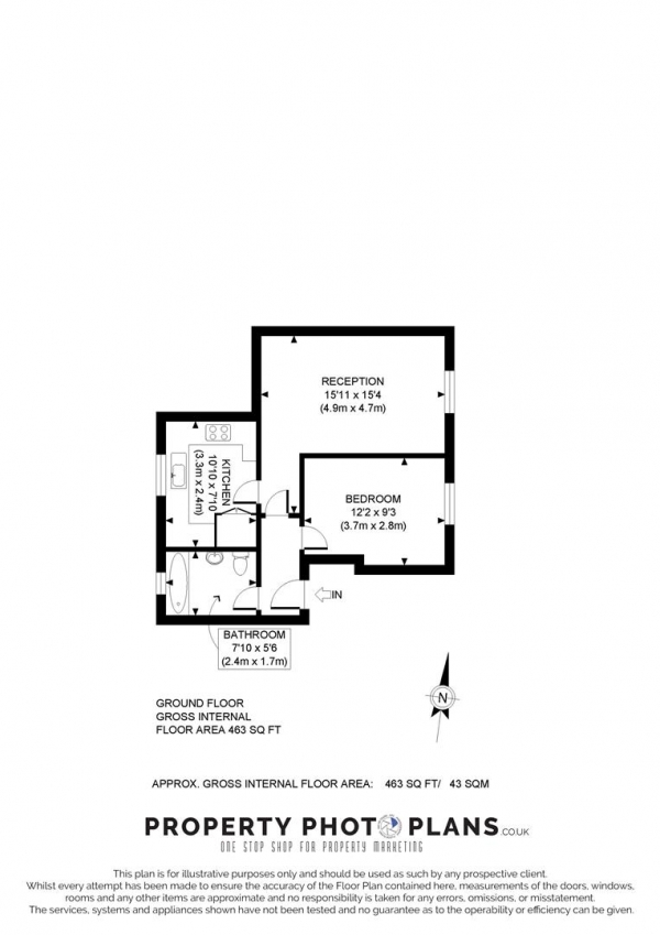 Floor Plan Image for 1 Bedroom Flat for Sale in Dairyman Close, Cricklewood, London, NW2