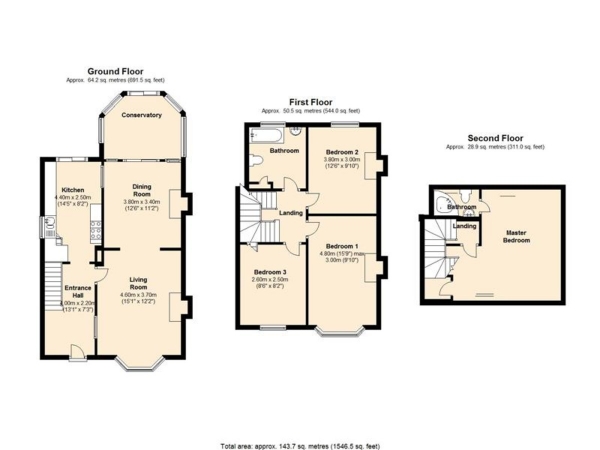 Floor Plan for 4 Bedroom Semi-Detached House for Sale in Park View Road, Hove, BN3, 7BF - Offers in Excess of &pound760,000