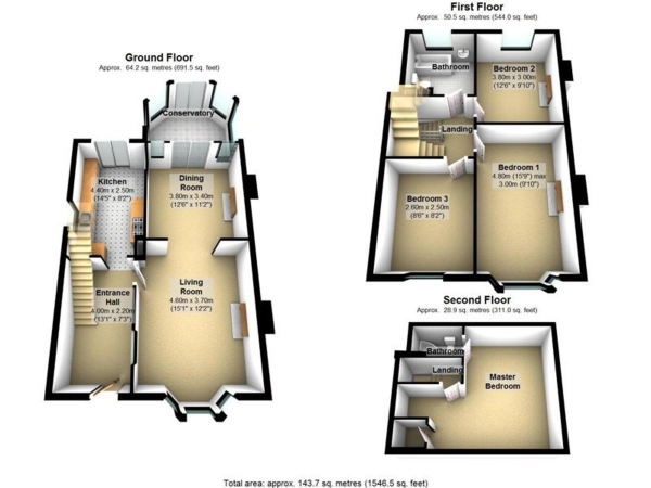 Floor Plan for 4 Bedroom Semi-Detached House for Sale in Park View Road, Hove, BN3, 7BF - Offers in Excess of &pound760,000