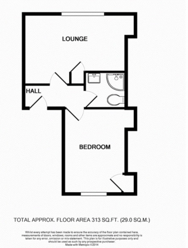 Floor Plan for 1 Bedroom Apartment for Sale in Grand Parade, Brighton, BN2, 9QA -  &pound230,000