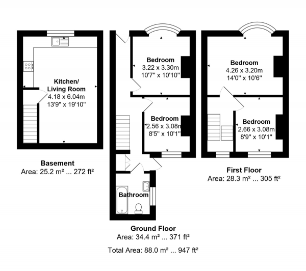 Floor Plan Image for 4 Bedroom Terraced House for Sale in Washington Street, Brighton, Hanover