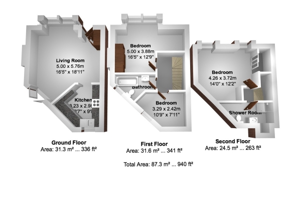 Floor Plan Image for 3 Bedroom Semi-Detached House for Sale in The Drove, Brighton