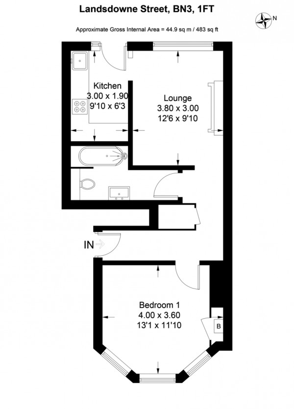 Floor Plan Image for 1 Bedroom Flat for Sale in Lansdowne Street, Hove
