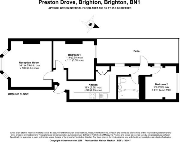 Floor Plan Image for 2 Bedroom Apartment for Sale in Preston Drove, Brighton