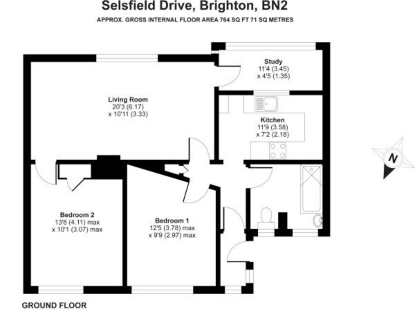 Floor Plan Image for 2 Bedroom Apartment for Sale in Selsfield Drive, Brighton