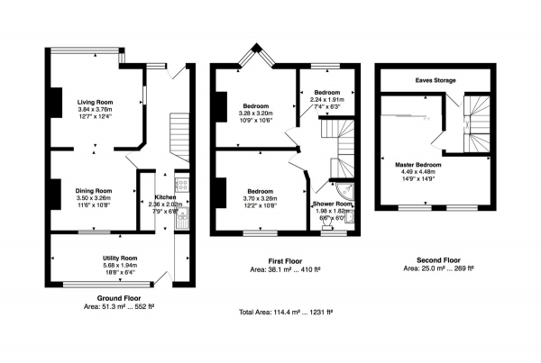 Floor Plan Image for 4 Bedroom End of Terrace House for Sale in Bevendean Crescent, Brighton