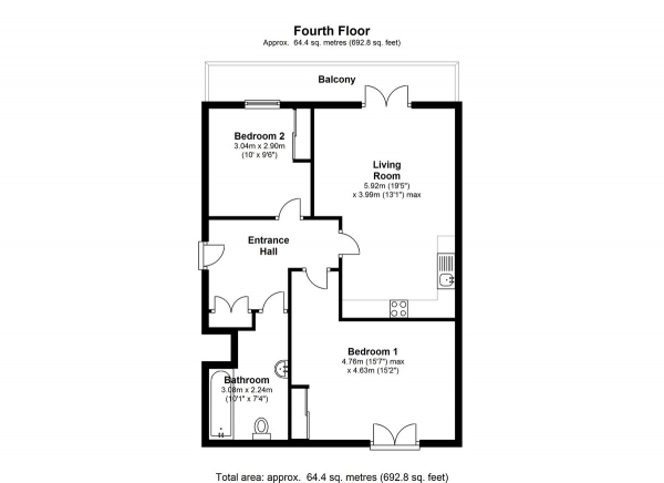 Floor Plan Image for 2 Bedroom Flat for Sale in Ursa Court, Brighton