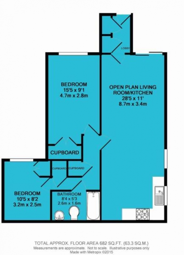 Floor Plan Image for 2 Bedroom Flat for Sale in Leahurst Court Road, Brighton