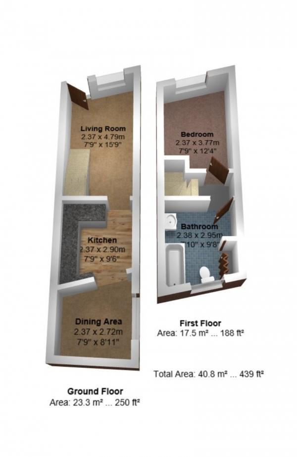 Floor Plan for 1 Bedroom Terraced House for Sale in Islingword Road, Brighton, BN2, 9SE -  &pound220,000