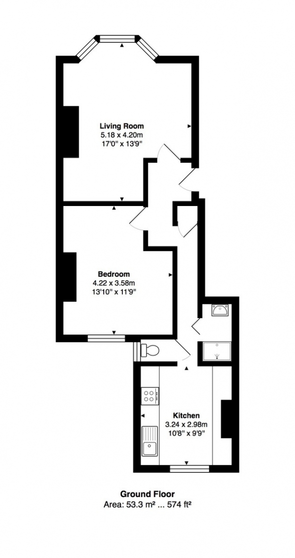 Floor Plan Image for 1 Bedroom Apartment for Sale in Seafield Road, Hove
