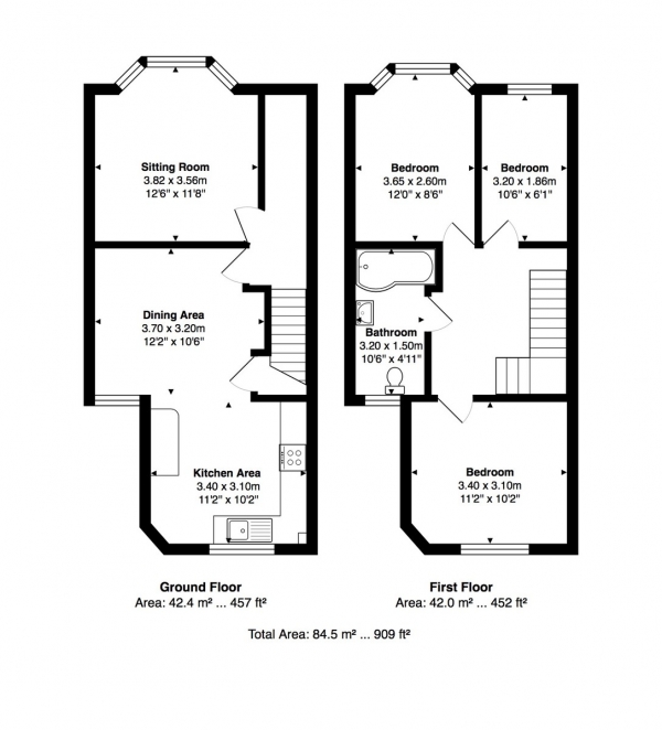 Floor Plan Image for 3 Bedroom Terraced House for Sale in Mortimer Road, Hove