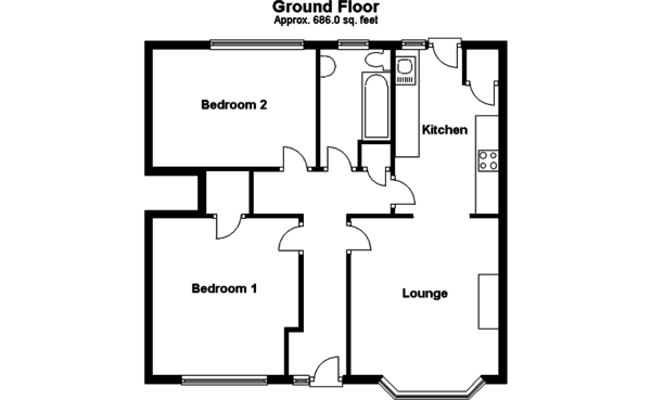 Floor Plan for 2 Bedroom Apartment for Sale in Fernhurst Crescent, Brighton, BN1, 8FA - Guide Price &pound270,000