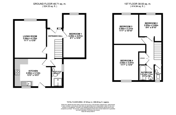 Floor Plan for 4 Bedroom Semi-Detached House for Sale in May Road, Brighton, BN2, 3EB -  &pound425,000