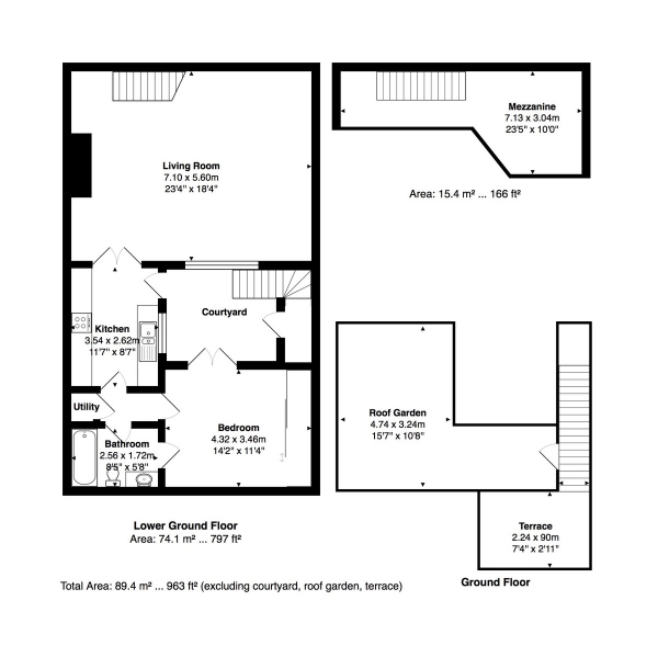 Floor Plan for 1 Bedroom Mews for Sale in Rock Grove, Brighton, BN2, 1ND - Guide Price &pound425,000