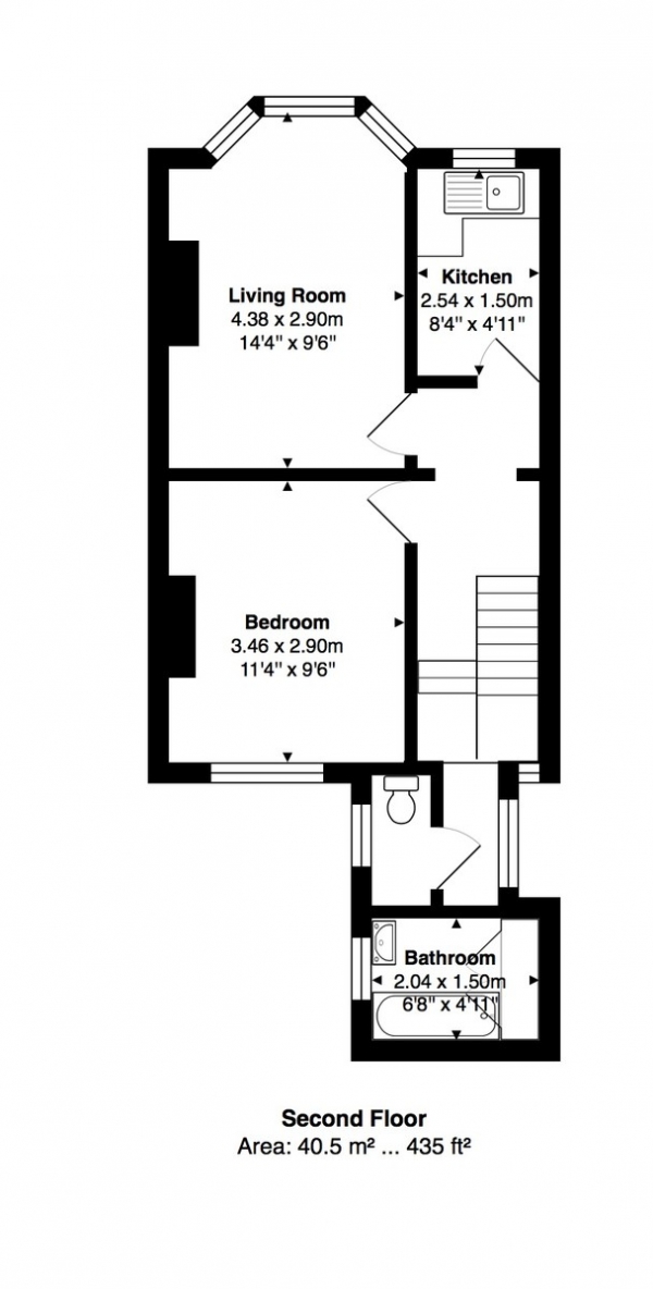Floor Plan Image for 1 Bedroom Flat for Sale in Dean Street, Brighton