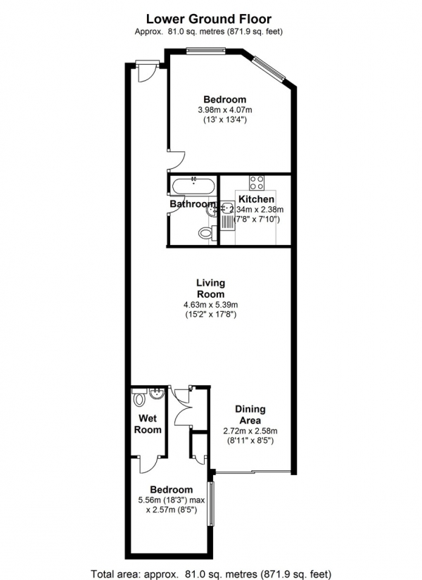 Floor Plan Image for 2 Bedroom Apartment for Sale in Lansdowne Place, Hove