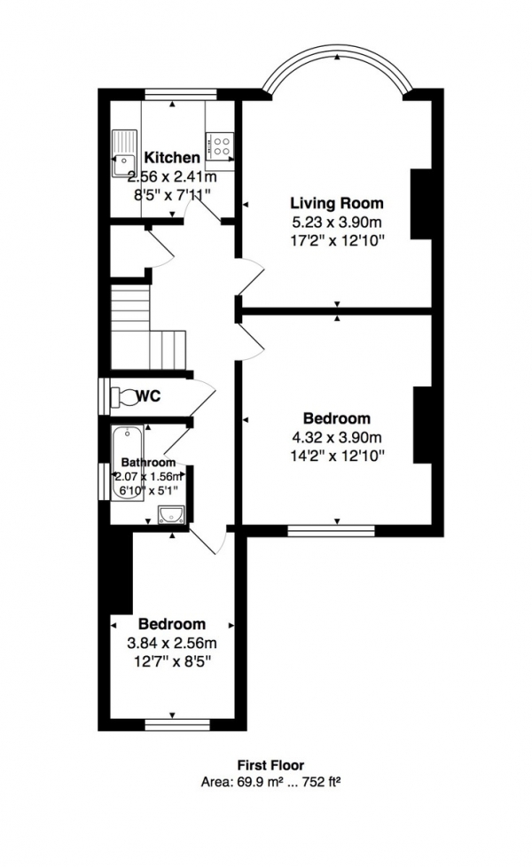 Floor Plan Image for 2 Bedroom Apartment for Sale in Lawrence Road, Hove