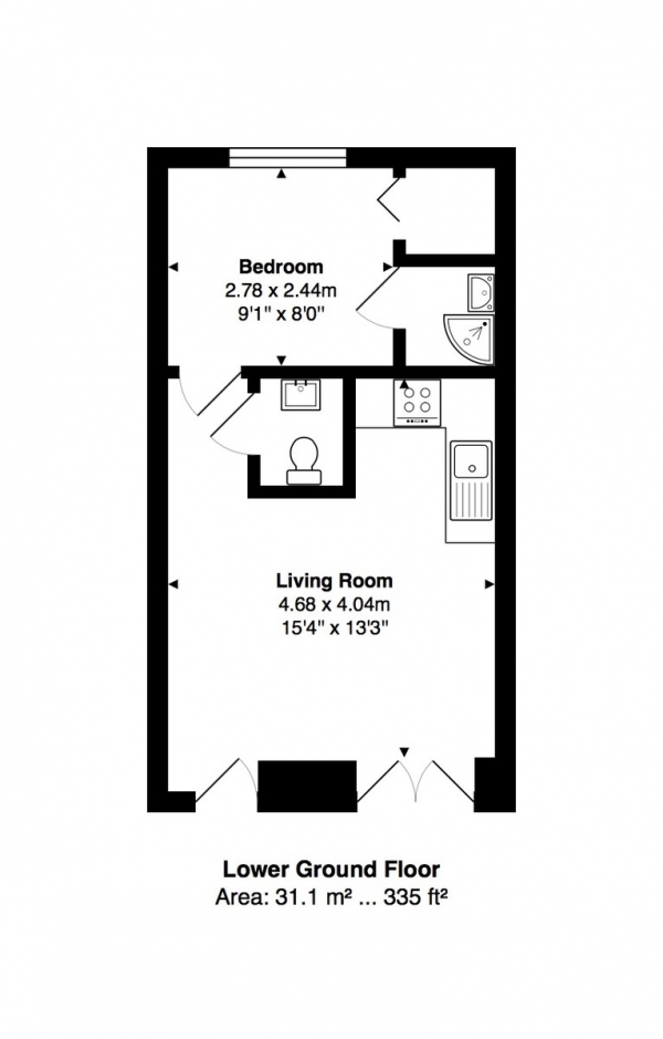 Floor Plan Image for 1 Bedroom Flat for Sale in Ditchling Road, Brighton