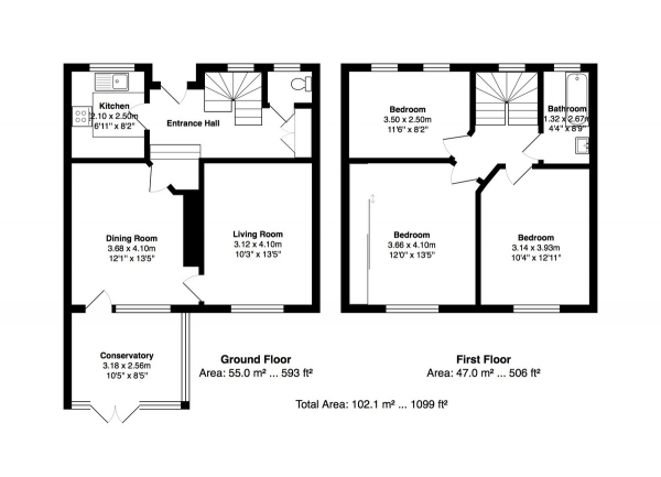 Floor Plan for 3 Bedroom Terraced House for Sale in Kimberley Road, Brighton, BN2, 4EN - Guide Price &pound375,000