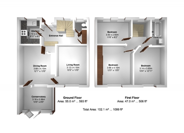 Floor Plan for 3 Bedroom Terraced House for Sale in Kimberley Road, Brighton, BN2, 4EN - Guide Price &pound375,000