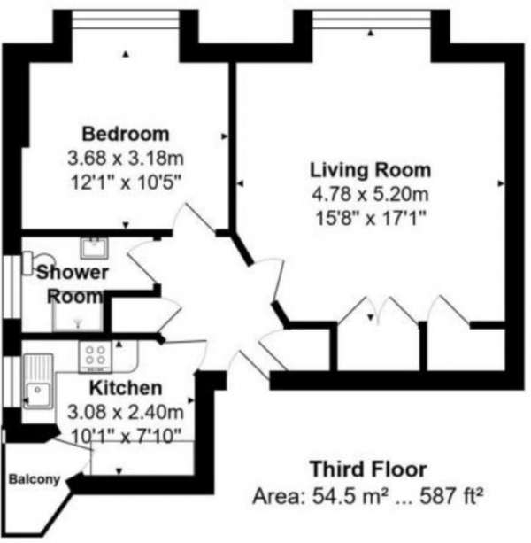 Floor Plan Image for 1 Bedroom Apartment for Sale in The Drive, Hove