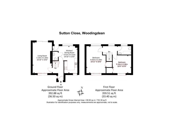 Floor Plan Image for 2 Bedroom Terraced House for Sale in Sutton Close, Brighton