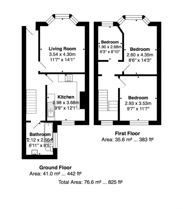 Floor Plan for 3 Bedroom Maisonette for Sale in Caledonian Road, Brighton, BN2, 3HX -  &pound325,000