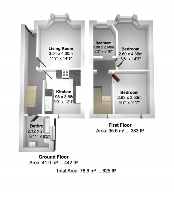 Floor Plan Image for 3 Bedroom Maisonette for Sale in Caledonian Road, Brighton