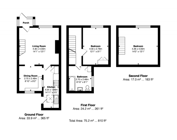 Floor Plan for 2 Bedroom Mews for Sale in Ivy Place, Hove, BN3, 1AP - Guide Price &pound500,000