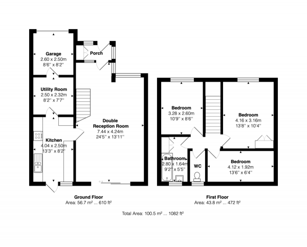 Floor Plan Image for 3 Bedroom End of Terrace House for Sale in Overhill Gardens, Patcham