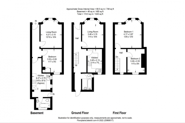 Floor Plan for 4 Bedroom End of Terrace House for Sale in Hythe Road, Fiveways, Brighton, BN1, 6JS -  &pound750,000