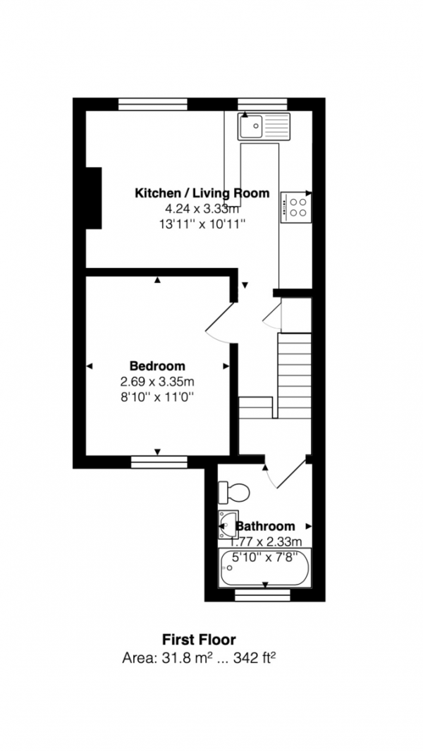 Floor Plan Image for 1 Bedroom Flat for Sale in St Pauls Street, Brighton