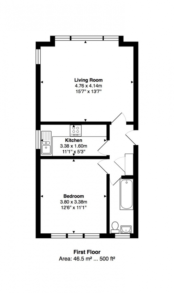 Floor Plan Image for 1 Bedroom Apartment for Sale in Stanford Road, Seven Dials, Brighton