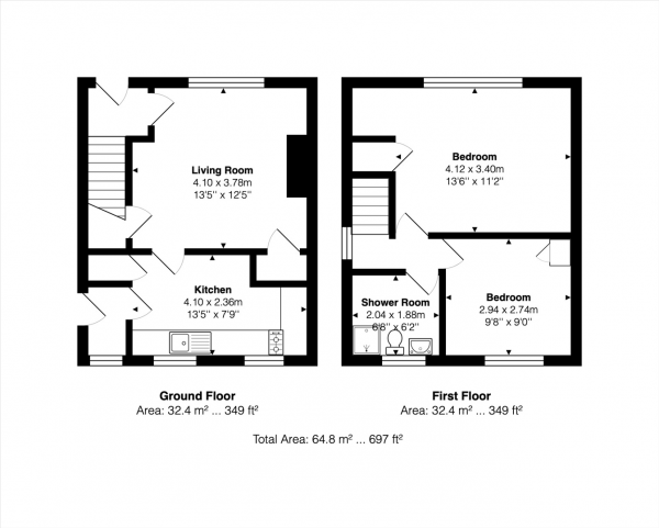 Floor Plan Image for 2 Bedroom Semi-Detached House for Sale in Cowfold Road, Brighton