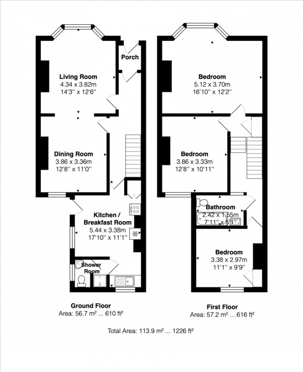 Floor Plan Image for 3 Bedroom Terraced House for Sale in De Montfort Road, Brighton