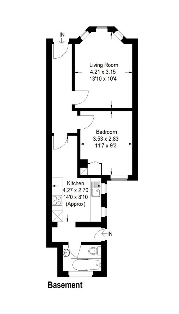 Floor Plan for 1 Bedroom Apartment for Sale in Hythe Road, Brighton, BN1, 6JS -  &pound325,000