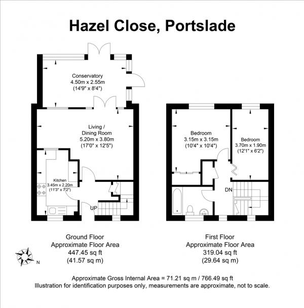 Floor Plan Image for 2 Bedroom Terraced House for Sale in Hazel Close, Portslade