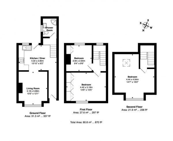 Floor Plan Image for 3 Bedroom End of Terrace House for Sale in St Helens Road, Brighton