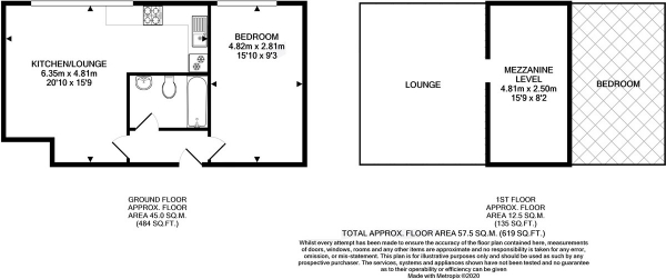 Floor Plan for 1 Bedroom Apartment for Sale in Deco Building, Brighton, BN2, 4EQ - Guide Price &pound275,000