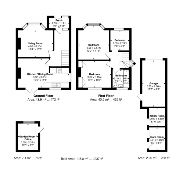 Floor Plan Image for 3 Bedroom Semi-Detached House for Sale in Upper Bevendean Avenue, Brighton