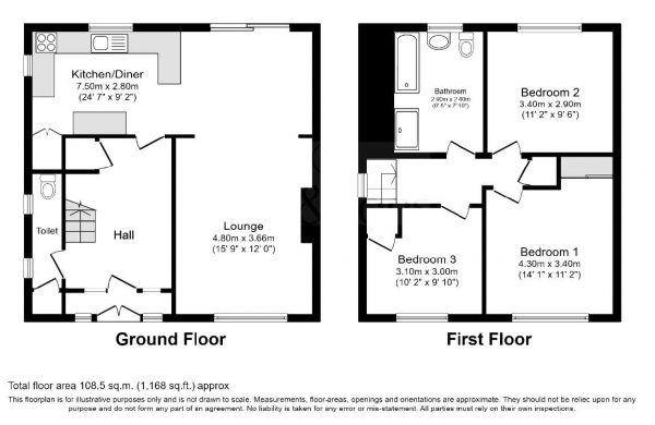 Floor Plan Image for 3 Bedroom Semi-Detached House for Sale in Swanborough Drive, Brighton